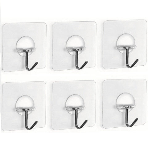 10 PCS Adhesive Hooks Transparent Reusable 