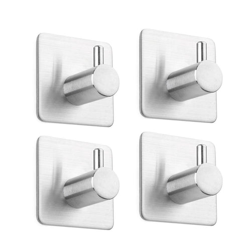 4 Pack of Self Adhesive Hooks, Hat Towel Robe Coat Stick-up Stainless Steel Hanger