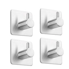4 Pack of Self Adhesive Hooks, Hat Towel Robe Coat Stick-up Stainless Steel Hanger