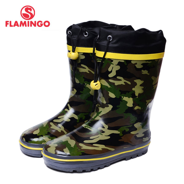 FLAMINGO branded 2017 new collection spring-autumn fashion gumboots with wool quality anti-slip kids shoes for boys 71-HL-0018