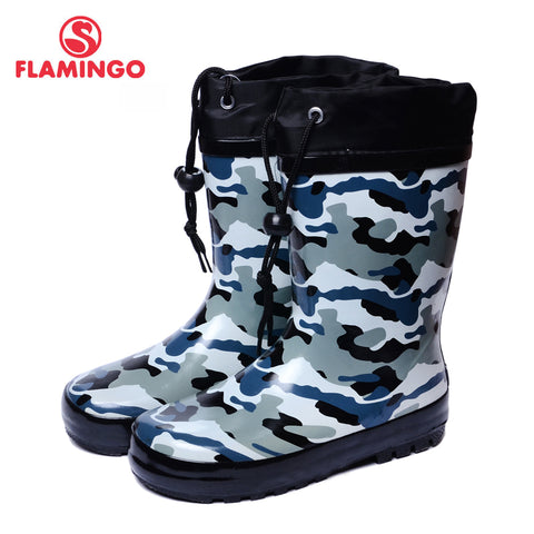 FLAMINGO branded 2017 new collection spring-autumn fashion gumboots with wool quality anti-slip kids shoes for boys 71-HL-0004