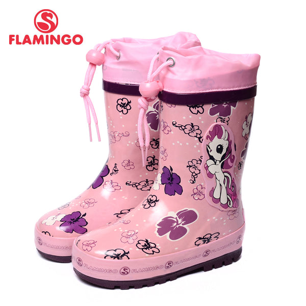 FLAMINGO famous brand 2017 new collection spring-autumn fashion gumboots with wool quality anti-slip kids shoes for girls W5532