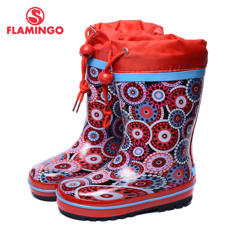 FLAMINGO branded 2017 new collection spring-autumn fashion gumboots with wool quality anti-slip kids shoes for girls 71-HL-0012