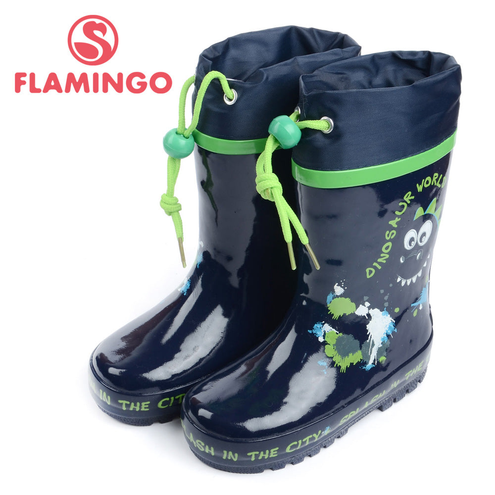 FLAMINGO famous brand 2017 new collection spring-autumn fashion gumboots with wool quality anti-slip kids shoes for boys W5502