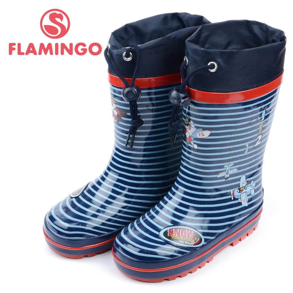 FLAMINGO famous brand 2017 new collection spring-autumn fashion gumboots with wool quality anti-slip kids shoes for boys W5511