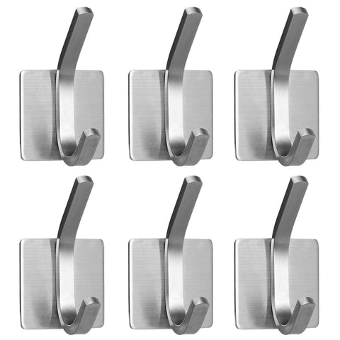 Self Adhesive Stainless Steel Hooks (6 pieces)