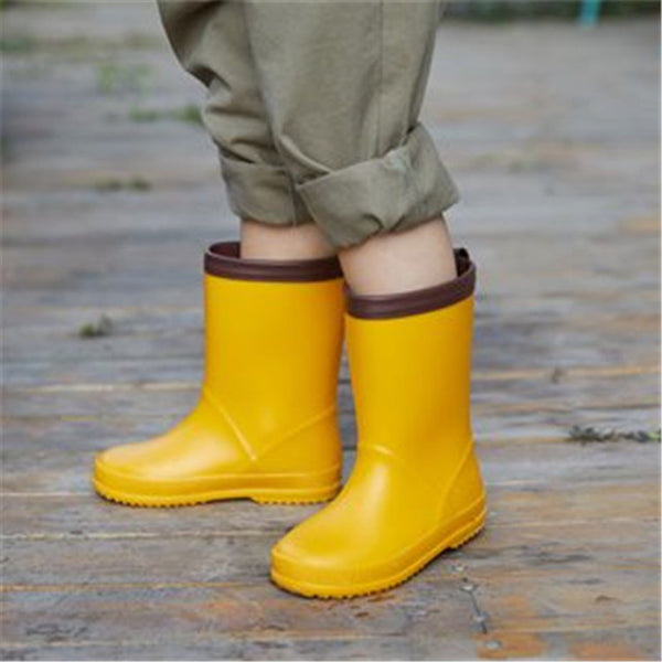 Children boys girls spring summer boots 2018 new Japanese style yellow dinosaur matching pvc rubber rainboots
