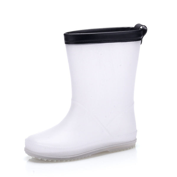Quality children girls rainboots 2018 new style Korea style white-black PVC rubber boots shoes