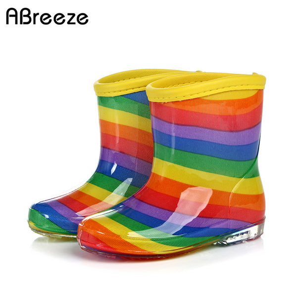 13-21 cm Children boots summer autumn rainbow style colorful rainboots for kids girls boys fashion shoes