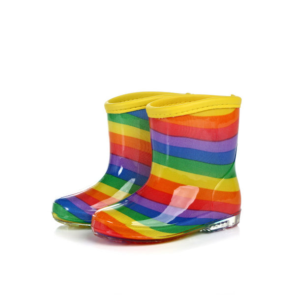 13-21 cm Children boots summer autumn rainbow style colorful rainboots for kids girls boys fashion shoes