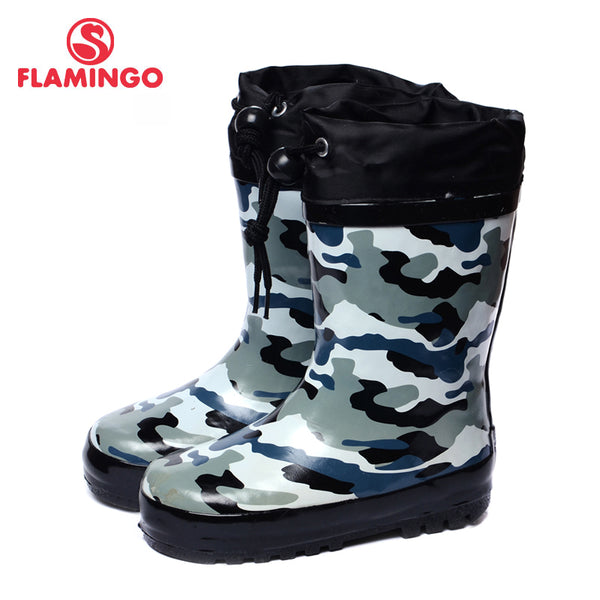 FLAMINGO branded 2017 Children galoshes hottest design kids wellies anti-skid camouflage color rain shoes 71-HL-0004S