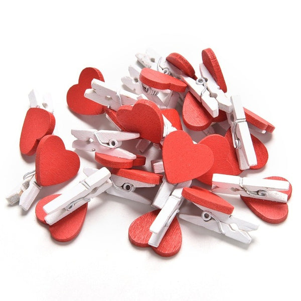 50Pcs/Pack Wedding Mini Love Heart Wooden Clips For Photo Paper Clothespin Craft Decoration Pegs Supplies 2017ing