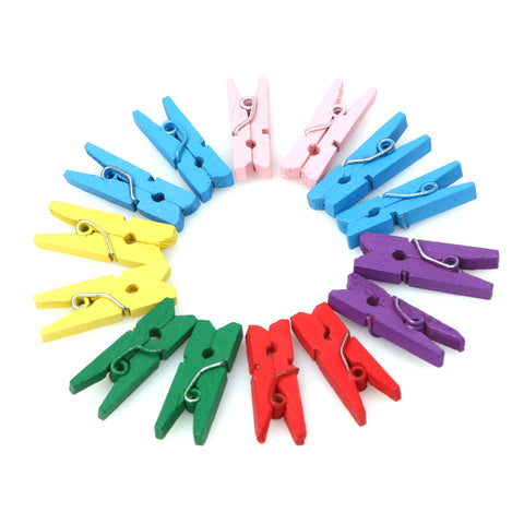 50 Mini Colourful Craft Pegs