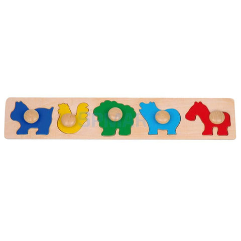 Simple Wooden Peg Puzzle (Animals)