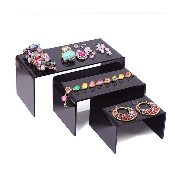 3pcs Clear Black Jewelry Display Stand made in Acrylic