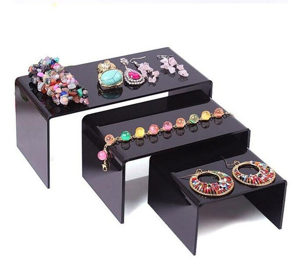 3pcs Clear Black Jewelry Display Stand made in Acrylic