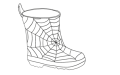 Spider Web Wellies Outline for Colouring-in