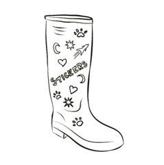 Wellington Boot Outline with Stickers